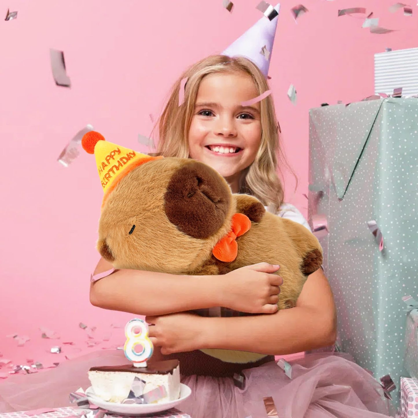 Ditucu Cute Capybara Plush with Happy Birthday Hat Bow Soft Capibara