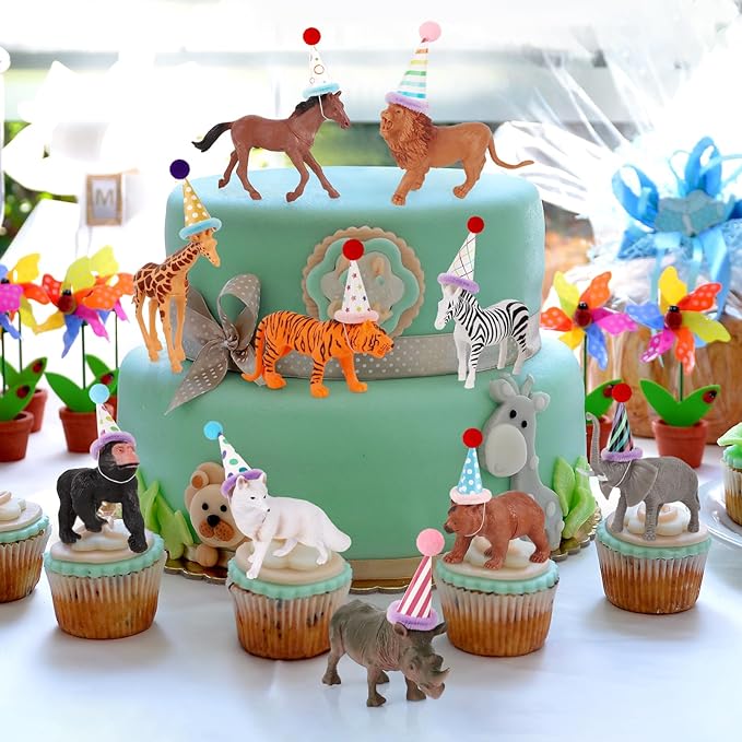 20 Pcs Jungle Animal Birthday Party Decorations Safari Animals