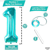 KatchOn, Giant Blue Teal Number 1 Balloon Number - 40 Inch | Mylar