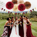 Boho Baby Shower Burgundy Brown Champagne Party Decorations 28pcs