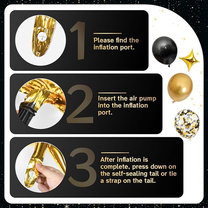 Black and Gold Balloon Arch Kit 117 PCS, Gold and Black Party
