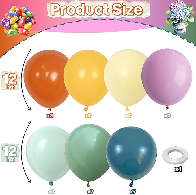 Muted Rainbow Balloons Assorted Colors, 12Inch Dusty Pastel Orange