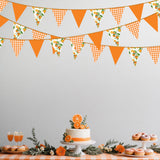 Citrus Orange Party Decorations Orange Plaid Floral Pennant Banner