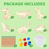 24 Pack Dinosaur Party Favors for Kids DIY Dinosaur Wood Painting