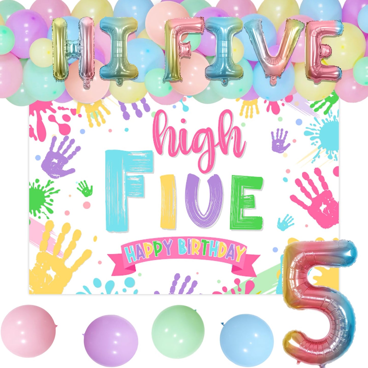 Hi Five Birthday Party Decorations for Girls, 5th Birthday Decorations
