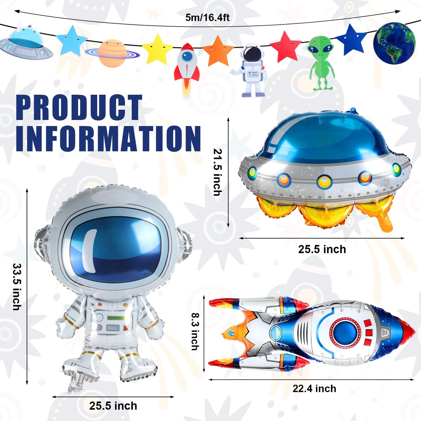 16 Pcs Outer Space Birthday Themed Party Decorations Supplies