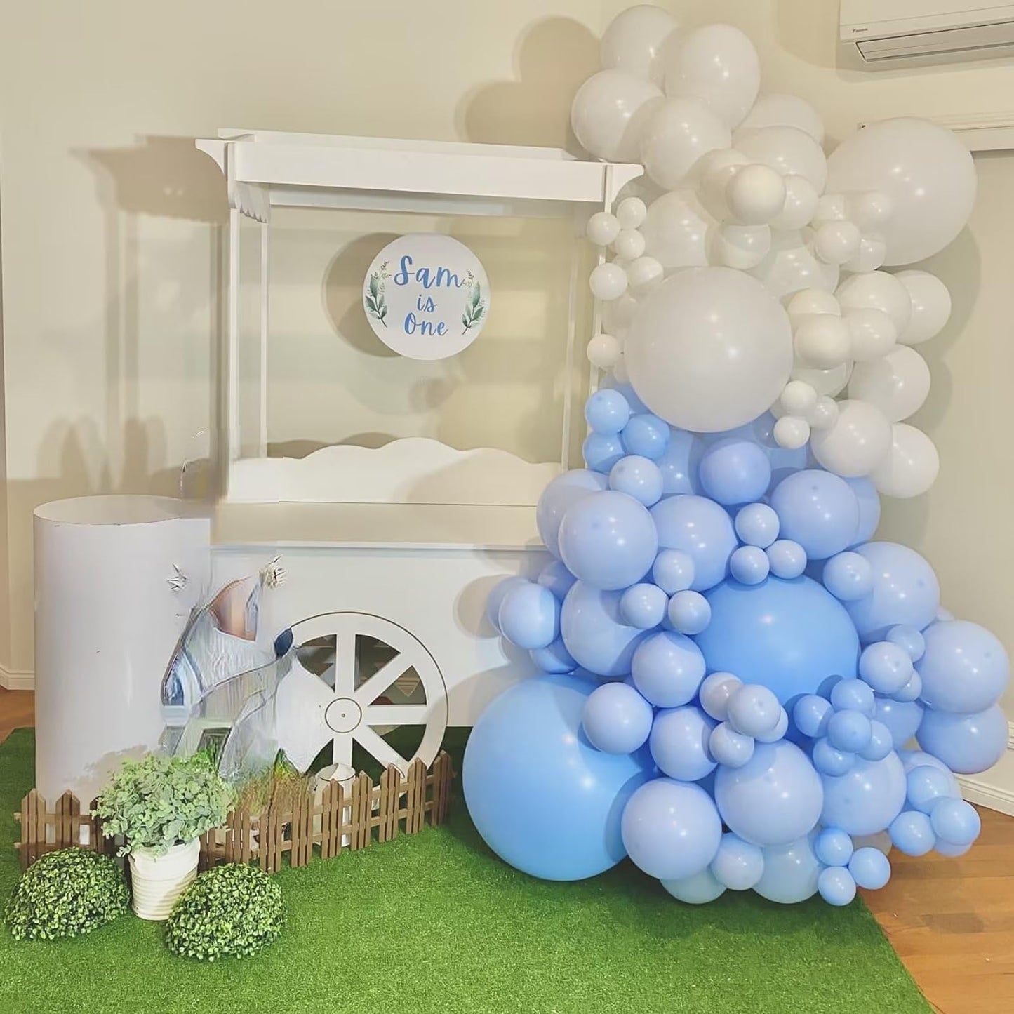 Blue and White Balloon Arch Kit, 100pcs Light Blue White Balloon