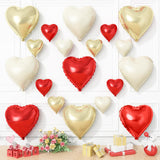 Red Gold Heart Balloons, 19PCS Red White Champagne Gold Heart Shape
