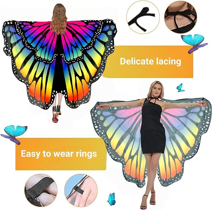 Halloween Butterfly Wings Costume for Womens Moth Wings Butterfly