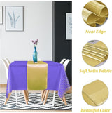 8Pack Disposable Plastic Tablecloths and Satin Table Runner Set