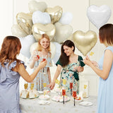 Cream White Heart Balloons,12Pcs Sand White Gold Heart Shaped Foil