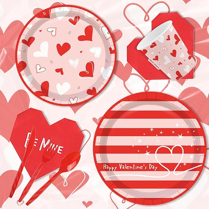 194Pcs Valentine's Day Party Decorations Valentines Day Plates and