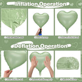 Sage Green Heart Foil Balloon, 10PCS Olive Green Heart Helium