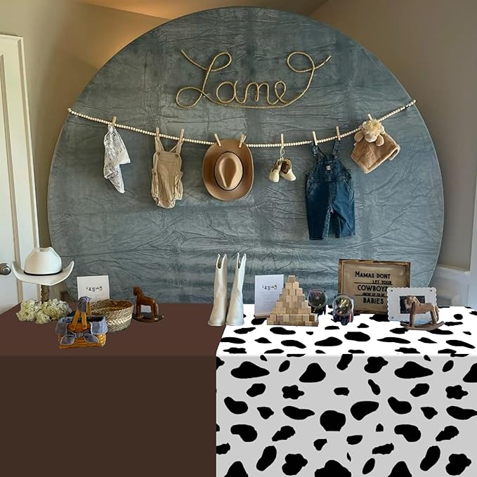 12 Pack Cowboy Baby Shower Plastic Tablecloth for Rectangle Tables