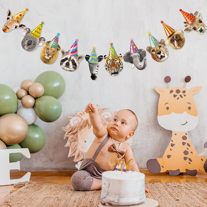 Hooqict Safari Animals Happy Birthday Banner Animal Birthday Party