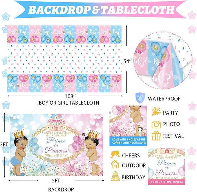 Prince or Princess Gender Reveal Decorations Boy or Girl Gender