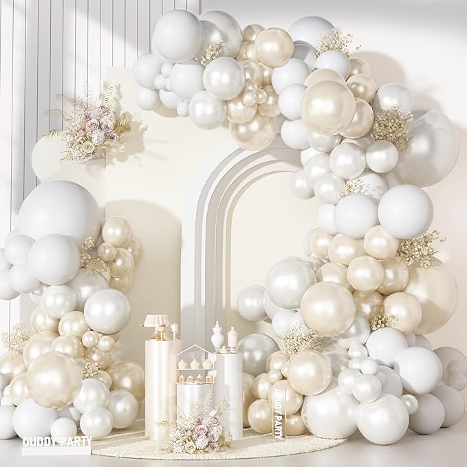 Ouddy Party Pearl White Balloon Garland Arch Kit, Different Sizes 18