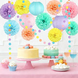 14 Pcs Pastel Party Decorations Kit - Macaron Tissue Paper Pom Poms,