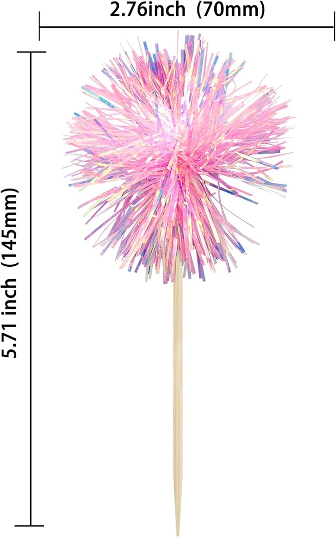Gyufise 30Pcs Foil Firework Cupcake Toppers Sparkle Tinsel Cake #4
