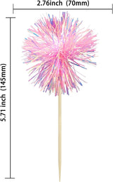 Gyufise 30Pcs Foil Firework Cupcake Toppers Sparkle Tinsel Cake #4