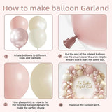 Boho Dusty Pink Balloons Garland Arch Kit, Double Stuffed White Pearl