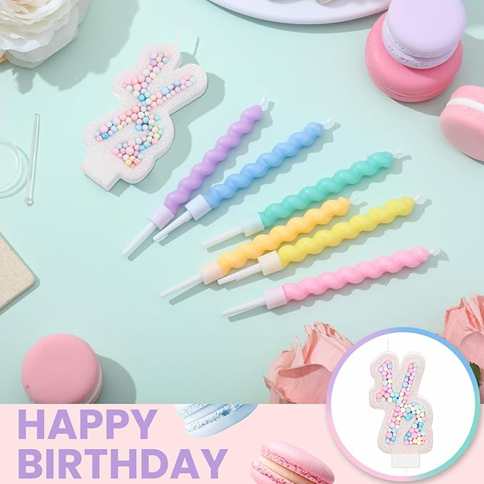 MTLEE Number 1/2 Birthday Candle with 12 Pcs Spiral Candles for Girls
