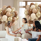 60pcs Brown and Gold Balloons for Neutral Bridal Shower, Birthday,