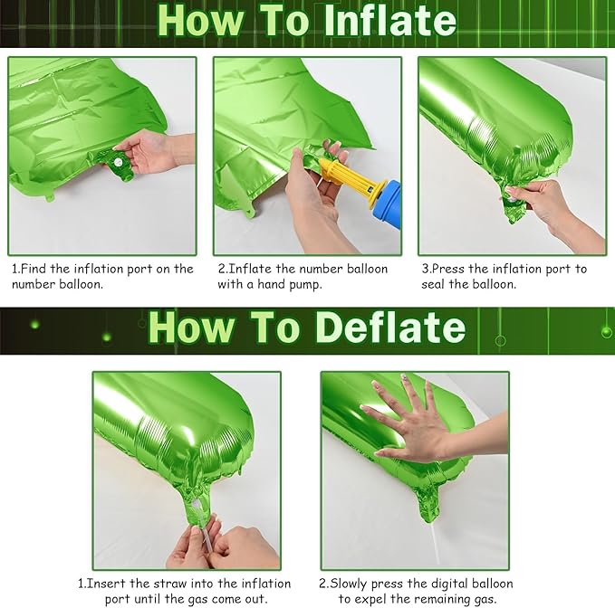 Green 2 Balloons, 40 Inch Giant Helium Foil Number 0-9 Green Birthday