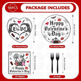 96Pcs Valentine's Day Party Supplies Romantic Gothic Heart Love