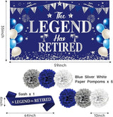 Retirement Party Decorations Blue Silver 20PCS Kit Banner Backdrop