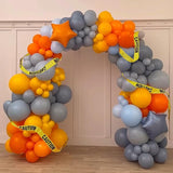 Construction Theme Balloons 12 inch Orange Yellow Dusty Blue Latex