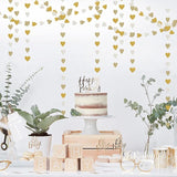 White-Gold Champagne Party-Decorations Heart Streamers Garland - 52Ft