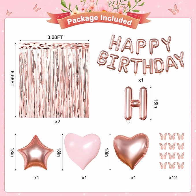 Rose Gold Birthday Decorations Gold Pink Peach White Balloons