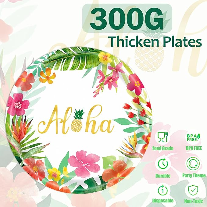 Hawaiian Luau Party Decorations Supplies 350 PCS Aloha Tropical