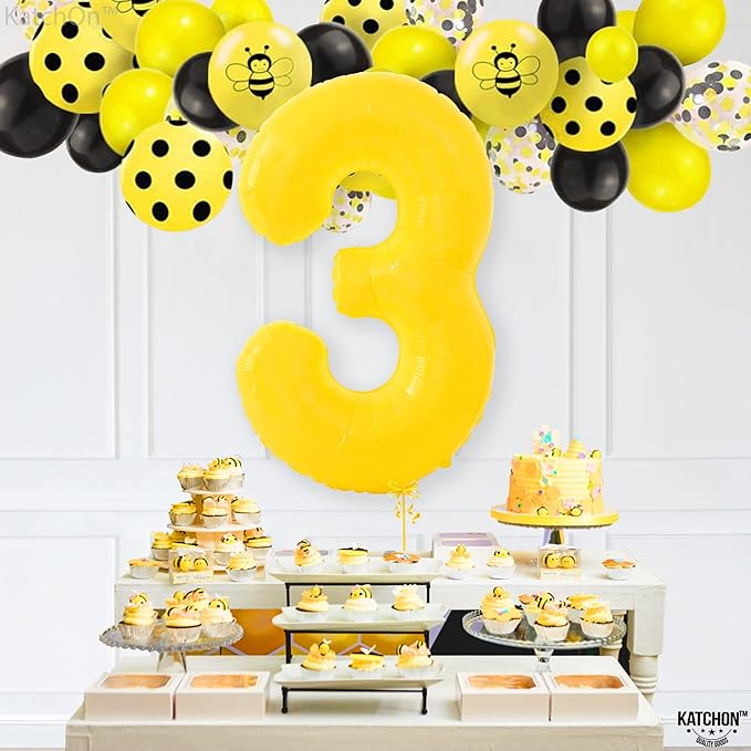KatchOn, Big, Yellow 3 Balloon Number - 40 Inch | Yellow Three