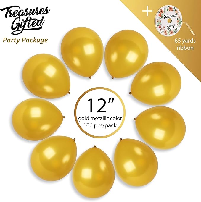 Pack of 100 Gold Birthday or Bachelorette Party Balloons with