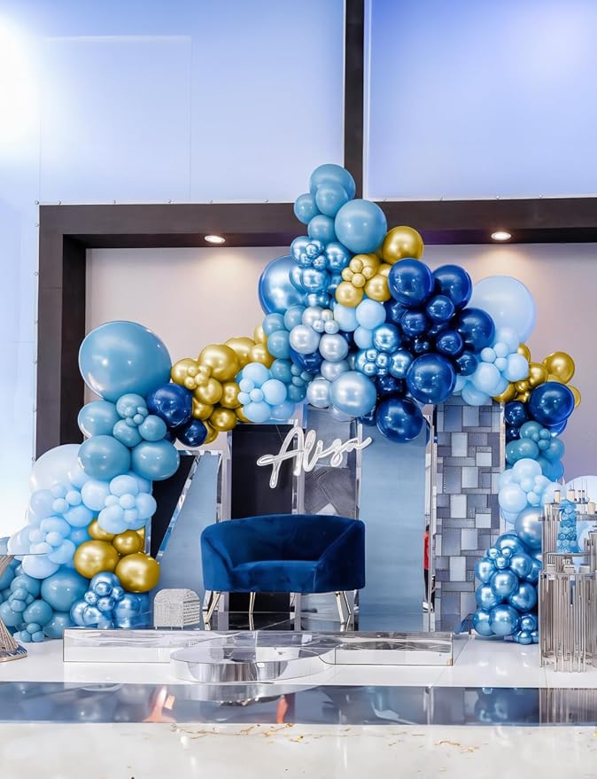 Navy Blue and Gold Balloons Garland Arch Kit Graduation Balloon Arch
