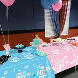 Gender Reveal Decorations Including Boy or Girl Plates Napkins Team