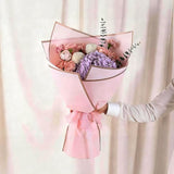 NESCCI 20 Sheets Pastel Pink Floral Bouquet Wrapping Paper -