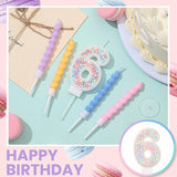 MTLEE Number 6 Birthday Candle with 12 Pcs Spiral Candles for Girls Ma
