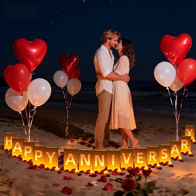 Happy Anniversary Light Up Letters Include Light up Letters with Tea
