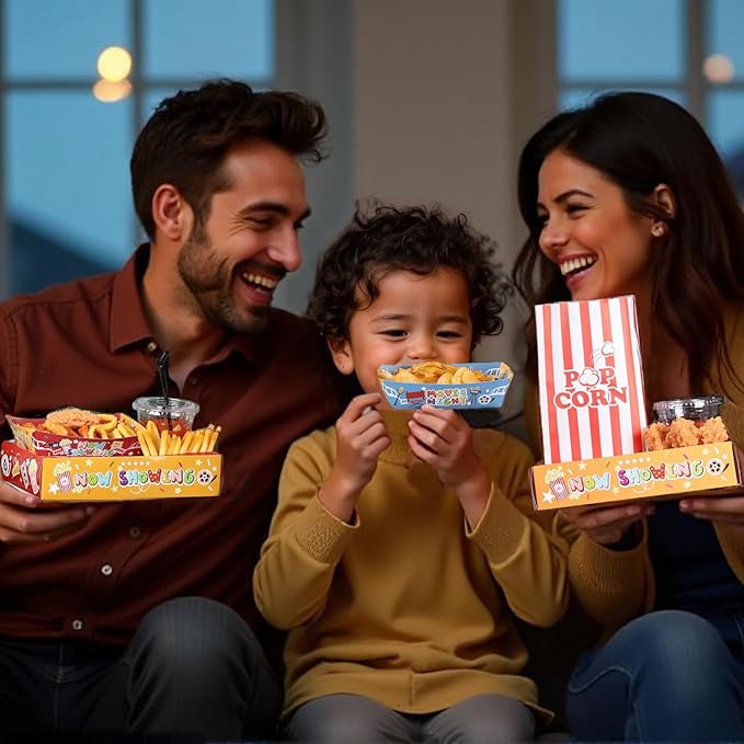 45 Pcs Movie Night Snack Tray with Popcorn Bags Movie Night Supplies