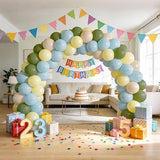 Bezente Sage Green Dusty Blue Yellow Balloons Kit - 60pcs 12 inch
