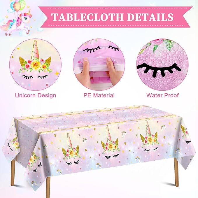 142Pcs Pink Unicorn Party Decorations Birthday Supplies for Girls