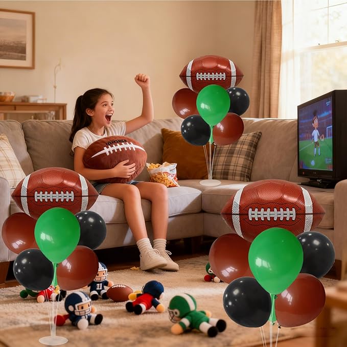 Football Game Day Balloon Stand Set Green Brown Black Football Theme