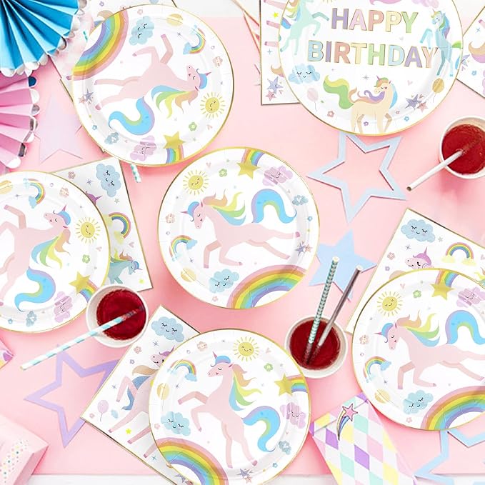 96Pcs Magical Pastel Unicorn Birthday Party Decorations 350 GSM