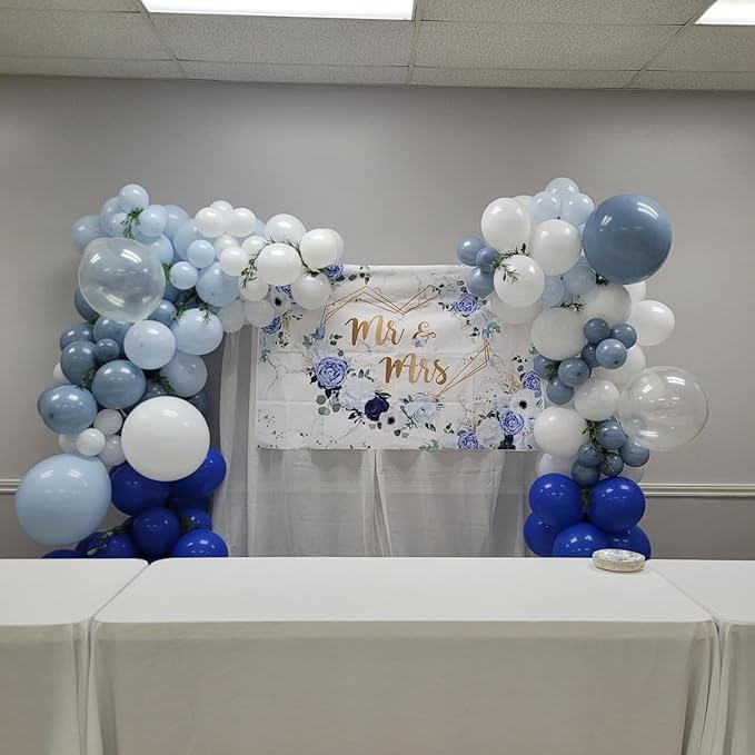 60Pcs Dusty Blue Balloons, 60Pcs 12 Inch Blue and White Balloons with