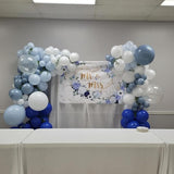 60Pcs Dusty Blue Balloons, 60Pcs 12 Inch Blue and White Balloons with