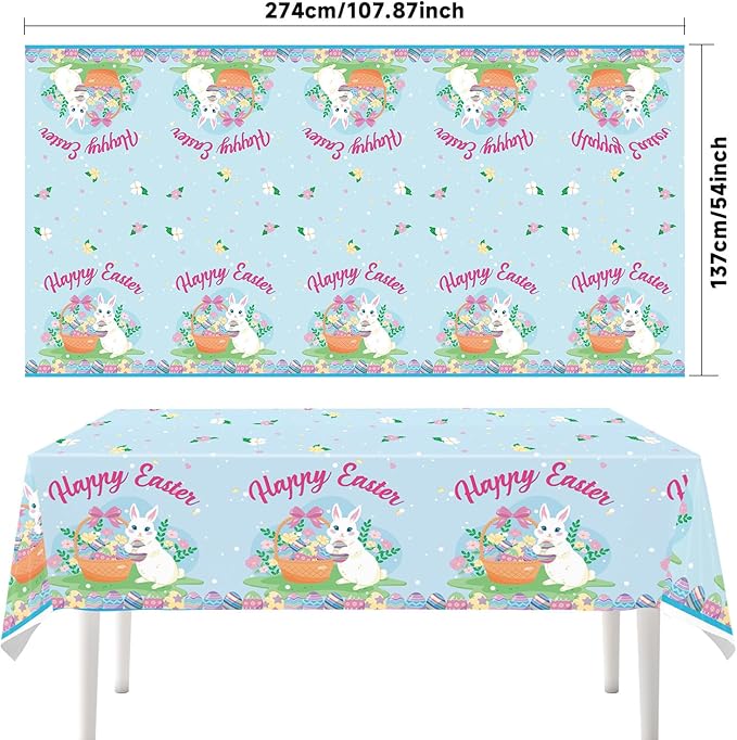 55PCS Easter Party Decorations Set Bunny Egg Banner Cake Toppers