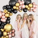 Black Rose Gold Balloon Garland Arch Kit Metallic Gold and Rose Gold